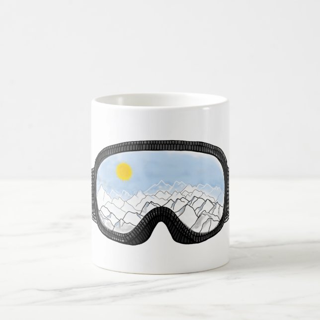 Taza De Café Ilustracion Ski Goggles Mountain View (Centro)