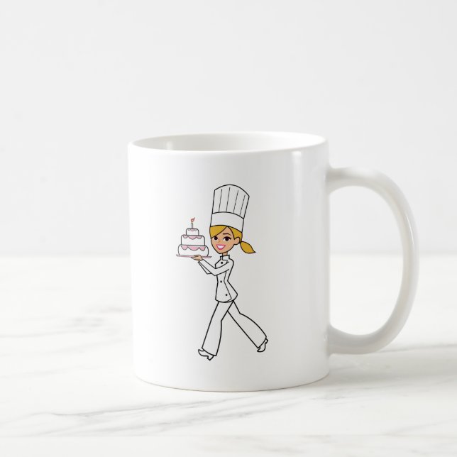 Taza De Café Ilustracion único del cocinero del chica (Derecha)