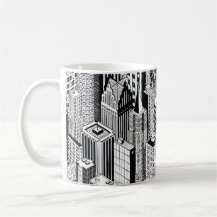 Taza De Café Ilustracion urbano de rascacielos, sin costuras is