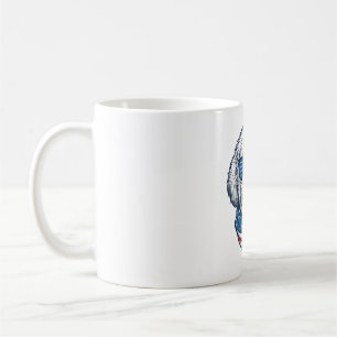 Taza De Café Ilustración vectorial de perro esponjoso patriótic