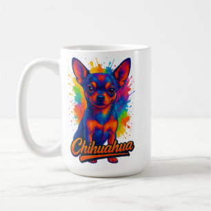 Taza De Café Ilustración vibrante de Chihuahua con Pop-Art