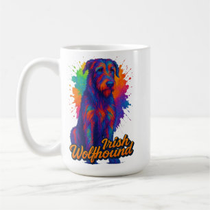 Taza De Café Ilustración vibrante del galgo irlandés en arte po