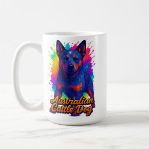 Taza De Café Ilustración vibrante del perro boyero australiano 