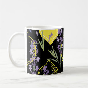 Taza De Café Ilustracion Vintage de Floral Lavender Lemons