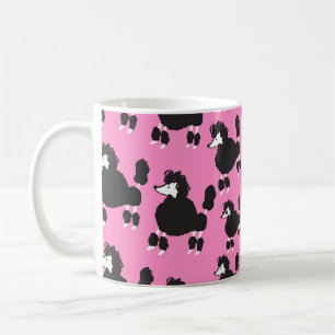Taza De Café Ilustracion vintage french poodle sin costura