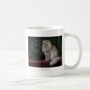 Taza De Café Ilustraciones azules y poner crema del gato persa