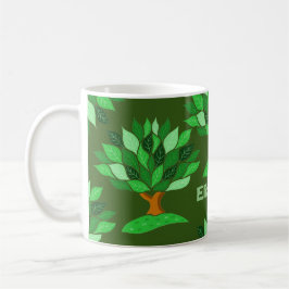 Taza De Café Ilustraciones de árbol con patrón de hojas. Añadir