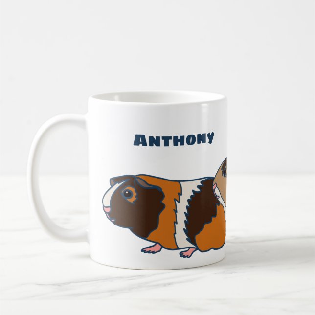 Taza De Café Ilustraciones de cerdos de Guinea mascota personal (Izquierda)