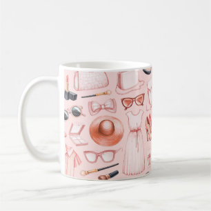 Taza De Café Ilustraciones de moda. Patrón transparente