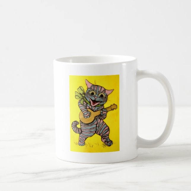 Taza De Café Ilustraciones del gato del Ukulele de Louis Wain (Derecha)