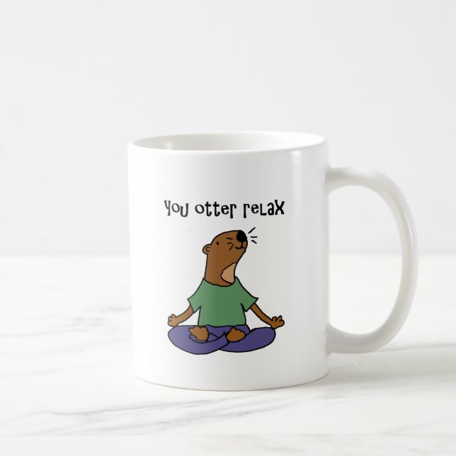 Taza De Café Ilustraciones divertidas de la yoga de la nutria (Derecha)