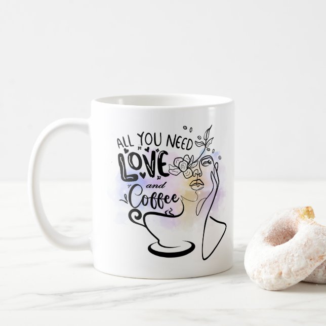 Taza De Café Ilustraciones estéticos, café Chica (Con donut)