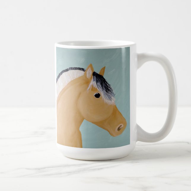 Taza De Café Ilustraciones noruegas del caballo del fiordo en (Derecha)