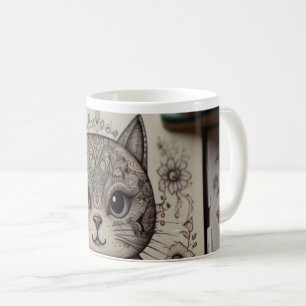 Taza de café ilustrada con intrincado mandala zen