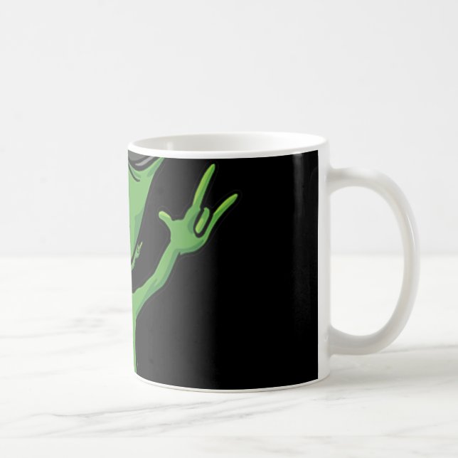 Taza De Café ILY Alien ASL Hand Gesture Deaf Hearing Loss Consc (Derecha)