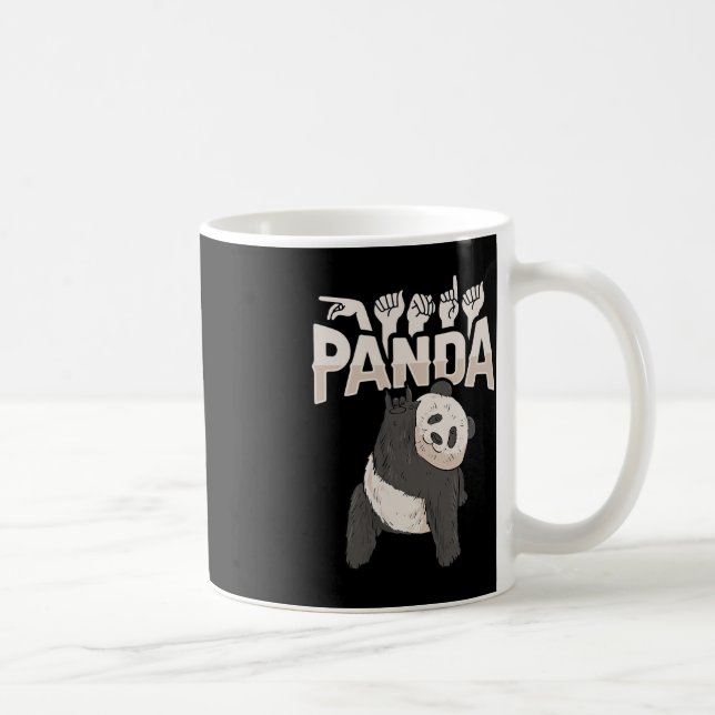 Taza De Café ILY Panda ASL Hand Gesture Deaf Hearing Loss Consc (Derecha)