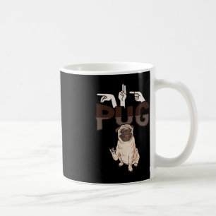 Taza De Café ILY Pug ASL Hand Gesture Deaf Hearing Loss Awarene