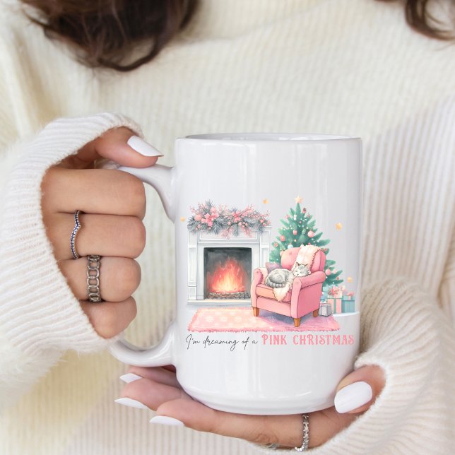 Taza De Café I'm Dreaming of a Pink Christmas Coffee Mug (Customize this cute design that says I'm Dreaming of a Pink Christmas. )