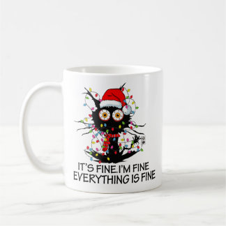 Taza De Café "I'm Fine" Holiday Stress Black Cat Mug