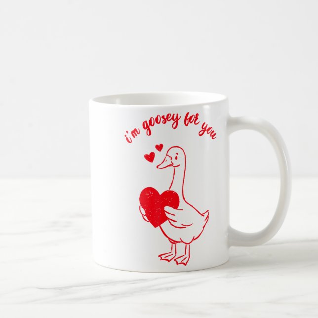 Taza De Café I'm Goosey For You Valentine Goose Hearts Minimal  (Derecha)