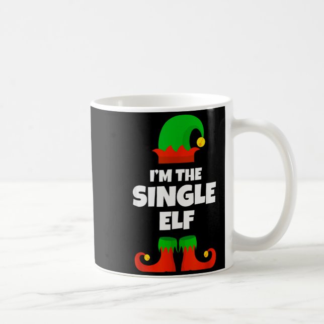 Taza De Café I'm The Single Elf Family Pajama Christmas Funny  (Derecha)