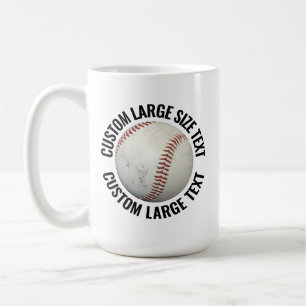 Taza De Café Imagen de béisbol de texto personalizado grande 15
