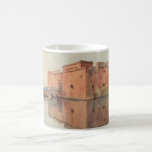 Taza De Café Imagen de estilo de pintura de acuarela del Castil