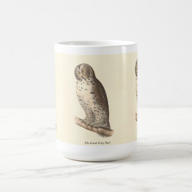 Taza De Café Imagen de pájaro de la Gran Lechuza Gris (Strix ne (Centro)