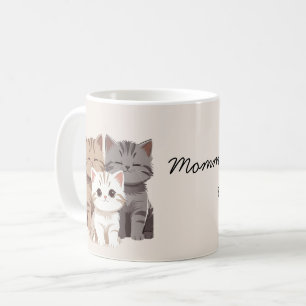 Taza De Café Imagen de tres gatos, gemelos,