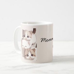 Taza De Café Imagen de tres gatos, trillizos,