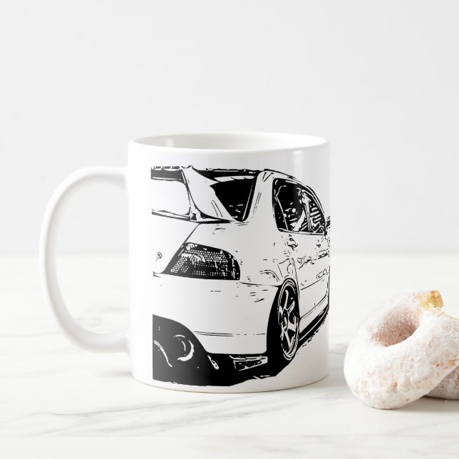 Taza De Café Imagen del vector de la evolución de Mitsubishi (Con donut)