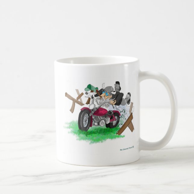 Taza De Café Imagen divertida del hombre en motocicleta estrell (Derecha)