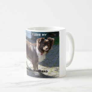 Taza De Café imagen roja del amor w del pastor australiano tri