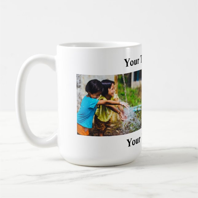 Taza De Café Imagen y texto con 2 fotos/2 líneas (Izquierda)