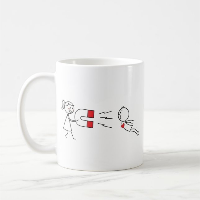 Taza de café imán de figuras de palitos divertidos (Izquierda)