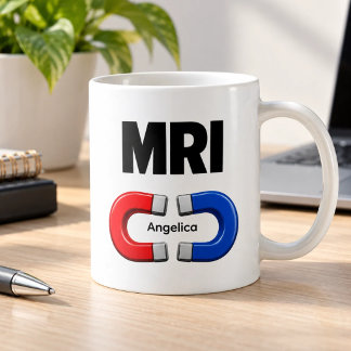 Taza De Café Imán Rojo Azul MRI Personalizado 
