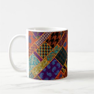 Taza De Café Imitación del patrón de patchwork indio con text