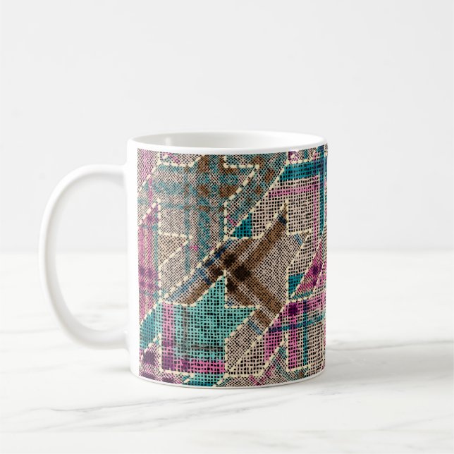 Taza De Café Imitación del patrón de patchwork indio con textur (Izquierda)