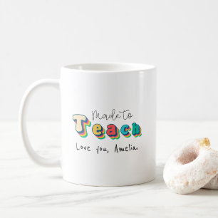 Taza De Café Impartido a enseñar - profesor retro del arco iris