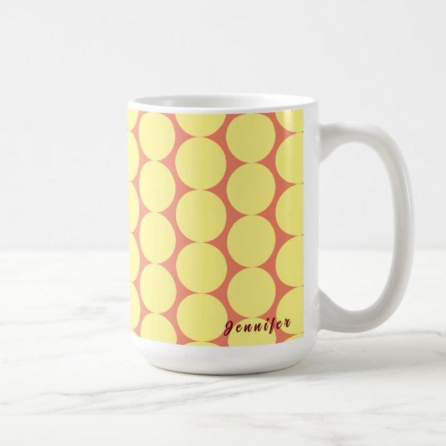 Taza De Café Impresión amarilla sobre naranja Personalizada (Derecha)