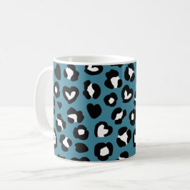 Taza De Café Impresión animal, leopardo azul, puntos de chita, 