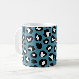Taza De Café Impresión animal, leopardo azul, puntos de chita,