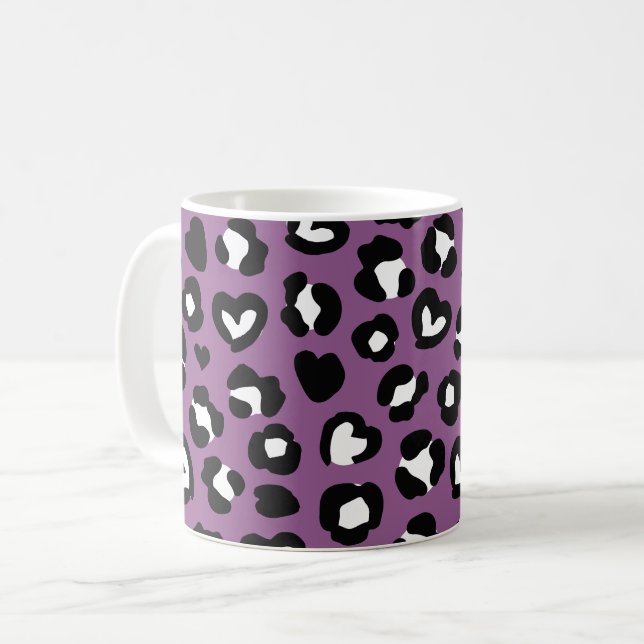 Taza De Café Impresión animal, leopardo morado, puntos de chita (Anverso izquierdo)