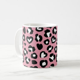 Taza De Café Impresión animal, leopardo rosado, puntos de chita