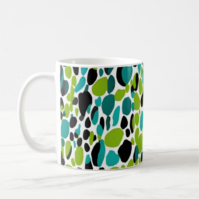 Taza De Café Impresión animal verde azulada de guepardo azul ve (Izquierda)