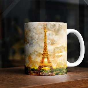 Taza De Café Impresión artística de acuarela del atardecer de l