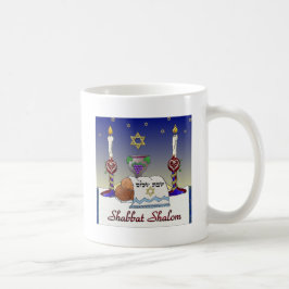 Taza De Café Impresión artística de Judaica Shabbat Shalom