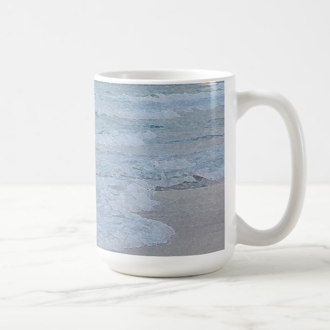 Taza De Café Impresión artística de olas del océano azul verdos (Derecha)