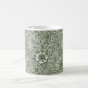 Taza De Café Impresión artística floral verde caléndula de Will