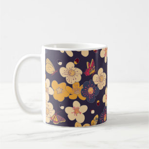 Taza De Café Impresión asiática sobre la mariposa de flores de